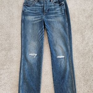 White House Black Market Distressed Blue Straight-Leg Jeans